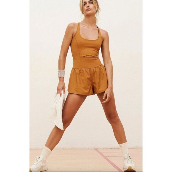 NEW Free People FP Movement Righteous Runsie in Russet Orange Medium - Picture 2 of 6